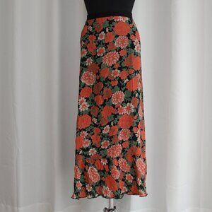 Vintage 90s April Cornell Floral Maxi Skirt Sz S